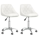 VidaXL Eetkamerstoelen draaibaar 2 st kunstleer wit