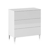 Habitdesign Commode met 3 schuifladen - Moderne hoogglans commode in wit voor slaapkamer of kantoor, met voeten, ruimtebesparende ladekast, afmetingen: 80 x 76 x 40 cm (B x H x D), model Loft