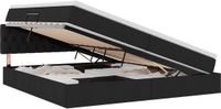 vidaXL LED opbergbed met matras Zwart Stof 200 x 200 cm