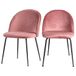 Selsey Rallsy - Gestoffeerde stoel set van 2, keukenstoel met fluwelen bekleding en zwarte metalen poten, zitting 51 x 44 cm (roze)