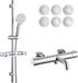 Auralum max Robinet de baignoire thermostatique - 15 cm entraxe - Ensemble de douche 2 fonctions - Barre de glissière réglable 90 cm - Avec étagère - Douchette 6 jets - Verrou de sécurité 38°c inclus - Économie d'eau - Chrome&Blanc