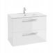 STAMAR Meuble lavabo 70 cm Blanc laqué brillant à suspendre Lavabo en céramique Fermeture douce 2 tiroirs