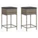 Tabouret de jardin en écorce avec coussins 2 pcs poly rotin gris
