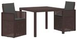 Table de jardin 3 pièces PP marron et anthracite