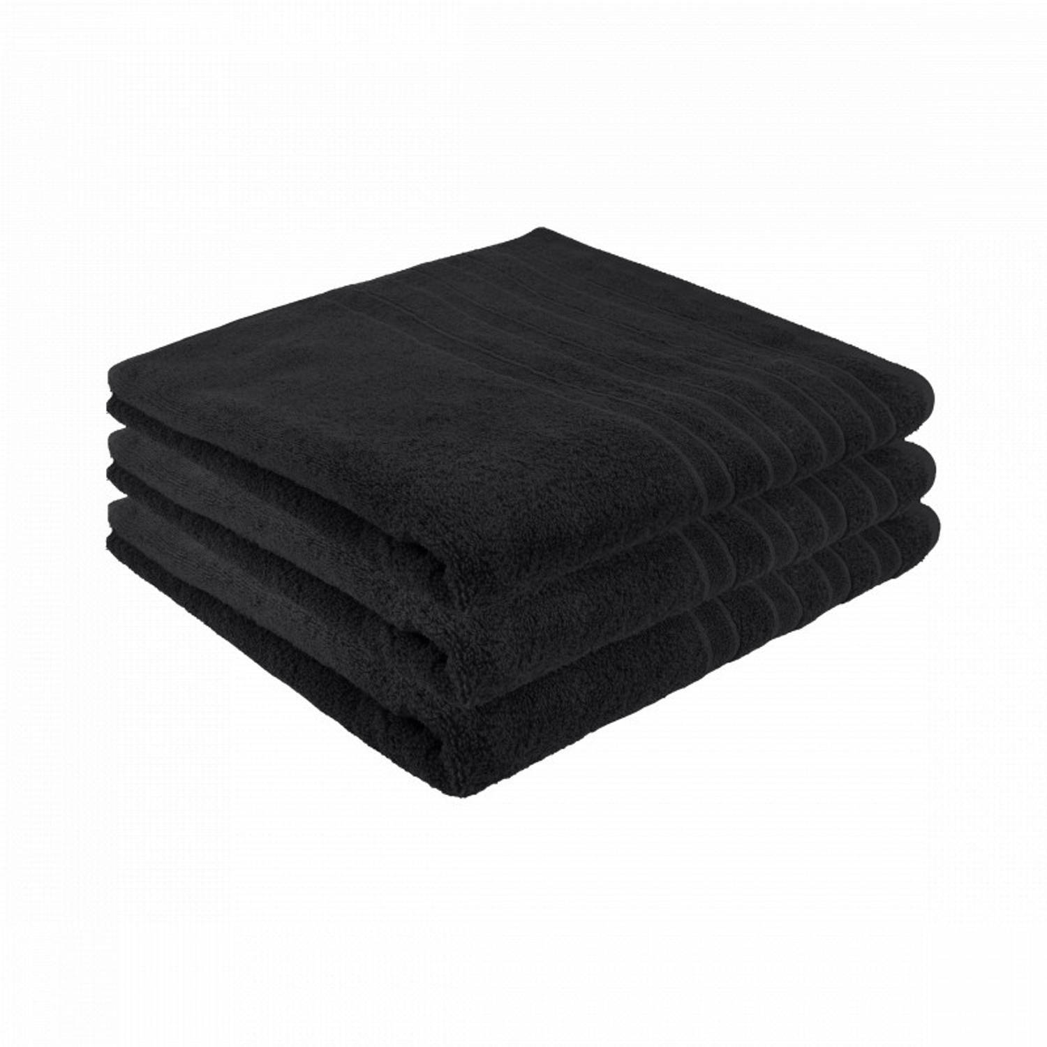 Pure4u Luxe Hotel Handdoek - Zwart - 3 stuks - 70x140cm - 550 g/m2