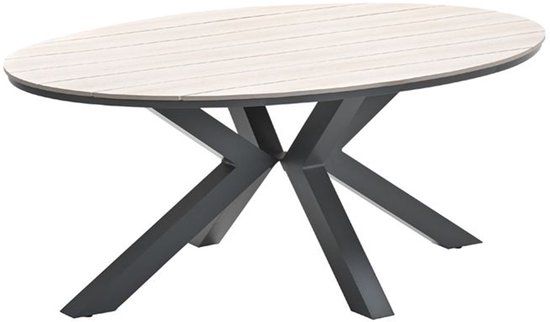 Garden Impressions Edison Oval Dining Table - 180x115cm - Carbon Black/Light Teak