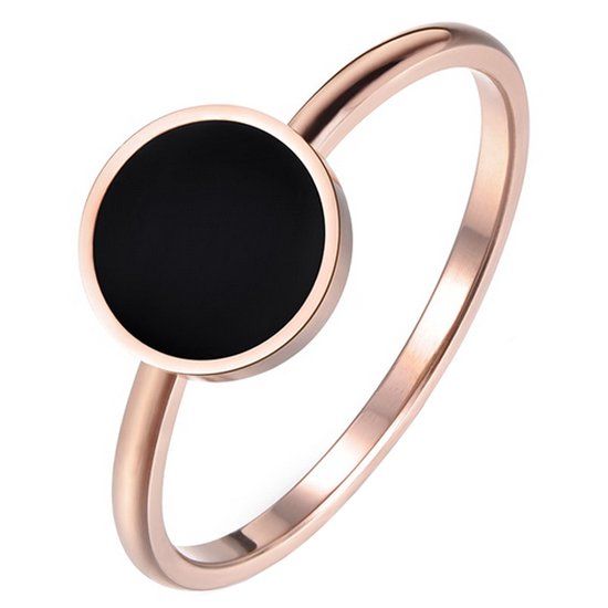 LGT JWLS LGT Jewels Dames ring Edelstaal Rose Zwart Acryl-19mm