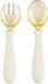 Nattou Mealtime Plooibaar Baby Bestek - Baby Lepel en Vork - Silicone en Tritan Bestekset - 12 cm - vanaf 8 maanden - Ecru