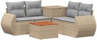 vidaXL Canapé 2 places Beige et Gris clair Polyrattan et Acier