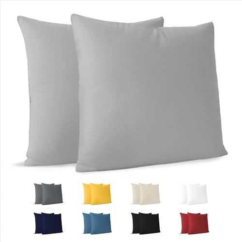 Dreamzie katoenen kussensloop 40x40 cm grijs (set van 2)
