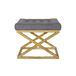 Atelier Del Sofa Stijlvolle poef met metalen frame, 50 cm breed, 42 cm hoogte, 40 cm diepte, luxe grijs polyester, fluweel en gouden accenten