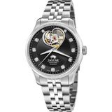 Jaguar J994/3 Automatisch Polshorloge Dames Zwart Saffierglas Staal Zilverkleurig