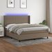 vidaXL Boxspring met matras en LED, stof, taupe, 160x200 cm