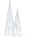 Anna's Collection LED kegels - 2x st - zilver - H40 en H60 cm - metaal - kerstboom