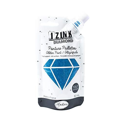 Aladine - Izink Diamond - Glitter Painting - Ultra Glitter Concentraat - Decoratie Elke Ondersteuning - DIY en Creatieve Vrije tijd - Gemaakt in Frankrijk - Zachte Fles 80 ml - Caribisch Blauw