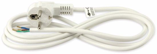 Goobay Schuko Haaks - Open einde Apparaatsnoer - 3 x 0,75mm2 - 2 meter - Wit