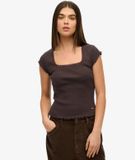 Superdry Essential T-shirt met Vierkante Hals Slanke Pasvorm Dames T-shirts
