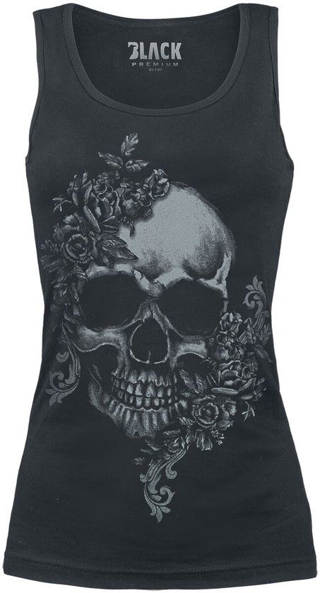 Black Premium by EMP Zwarte top met doodshoofdprint - Dames - L