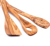 Merkloos Kooklepels Set - Olijfhout Keukengerei - Koken en Bakken - Unieke Houtnerf - Set van 3 - Natuurlijk Hout