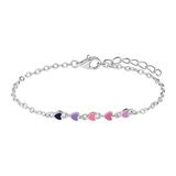 Lucardi Kinder Zilveren armband gekleurde emaille hartjes - Armband - 15 cm