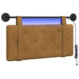 vidaXL - Hangend hoofdbord met LED-verlichting - Bruin - Fluweel