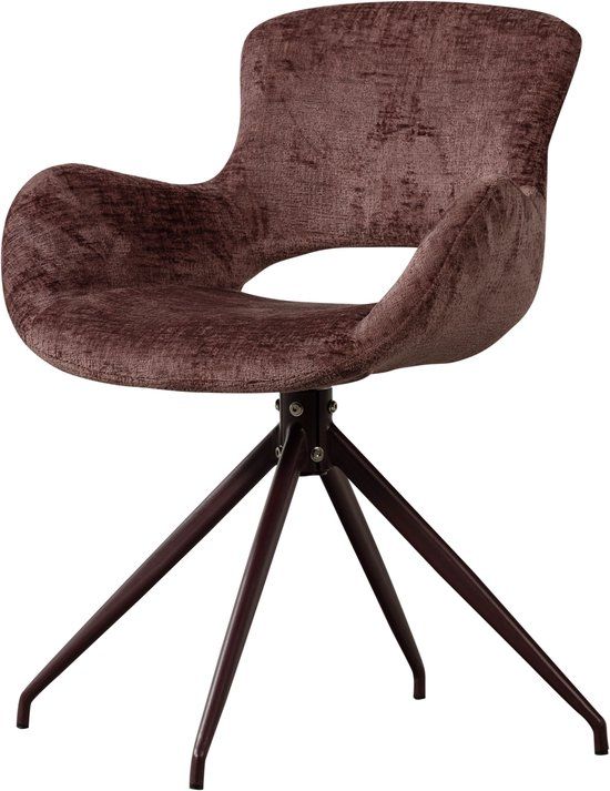 WOOOD Eliva Eetkamerstoel - Structure Velvet - Paars - Set van 2