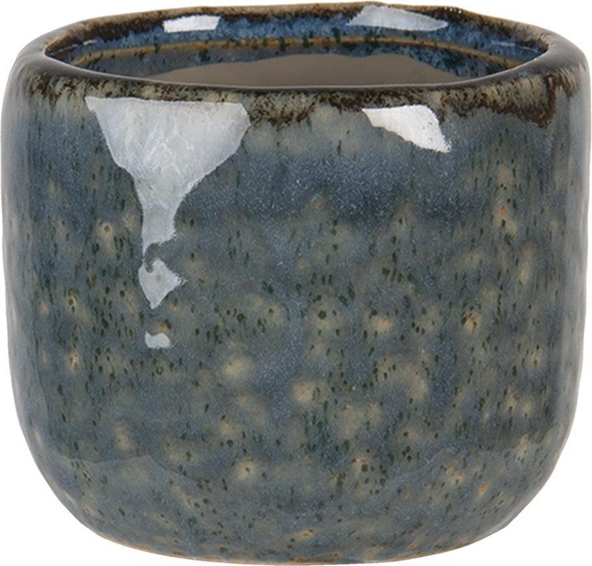 Clayre & Eef Bloempot 8 cm Blauw Keramiek