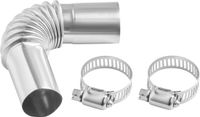 VEVOR Coude de tuyau d'échappement (1 pc.) 25 mm tuyau d'échappement tuyau d'évacuation de gaz capot de ventilation en acier inoxydable chauffage de stationnement chauffage de voiture tuyau d'échappement avec 2 pinces pour 2 kW / 5 kW / 8 kW chauffage diesel