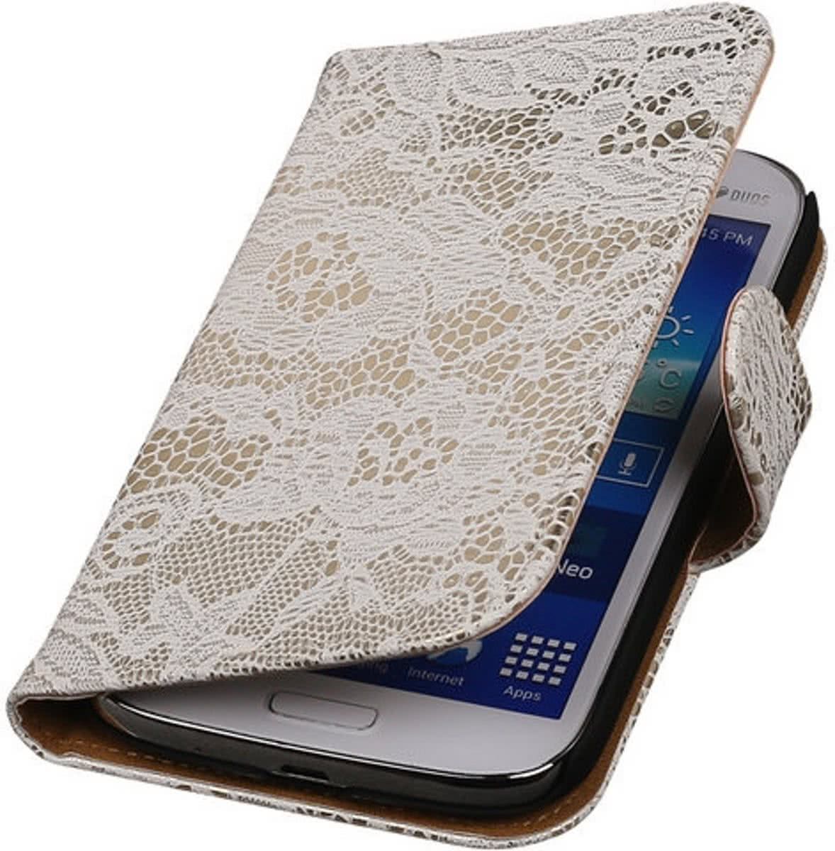 Best Cases Lace Wit Samsung Galaxy Grand Neo I9060 - Book Case Wallet Cover Hoesje Lace Bloem Glamour Kant Design Hoesje Samsung