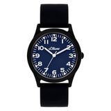 s.Oliver Kinderhorloge, rond, zwart, 35 mm, metalen horloge met kwartsuurwerk op siliconen band met gesp, analoog polshorloge, 3 ATM waterdicht, krasbestendig