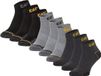 Caterpillar Enkelsokken Heren Work Sneakers 9-paar Korte Werksokken Antraciet/Grijs/Zwart - Maat 39-42