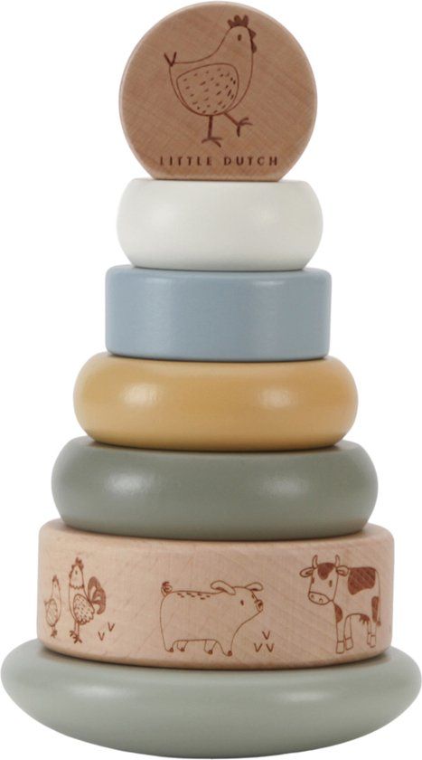 Little Dutch Tuimelstapelaar Little Farm FSC - 7 stuks - Multikleur