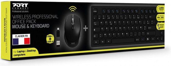 Port Designs 900906-FR Toetsenbord RF Draadloos AZERTY Frans Zwart