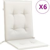 vidaXL Stoelkussens - 6 st - lage rug - 100x50x4 cm - stof - gemêleerd - crème