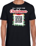 Bellatio Decorations Bellatio Kerst QR code kerstshirt All I want: Geen Kut kerst muziek heren zwart - L
