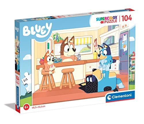 Clementoni Bluey Supercolor Puzzle - 104 Pieces - Kids 6+ - Cartoon Puzzle - Made in Italy