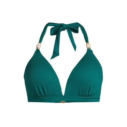 BEACHWAVE voorgevormde halter bikinitop met textuur groen