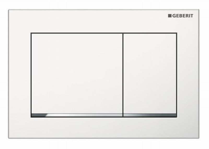 Geberit Omega30 bedieningsplaat Omega30 DF kunststof 21.2x14.2cm boven/frontbediend wit/glans chroom/wit 115.080.KJ.1