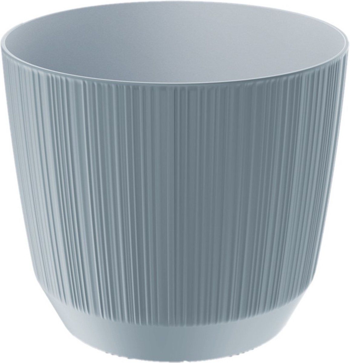 Prosperplast Moderne carf-stripe plantenpot/bloempot kunststof dia 15 cm/hoogte 13 cm steengrijs voor binnen/buiten