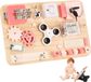 Busy Board en bois rose - Jouet Montessori pour favoriser la motricité fine et les sens. Parfait pour les voyages