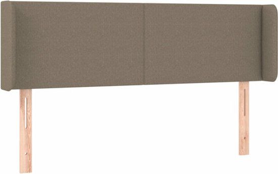 vidaXL Hoofdbord met randen stof taupe 147x16x78/88 cm