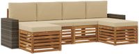 vidaXL Bank loungeset 6-delig Natuurlijk en Beige Acacia Hout