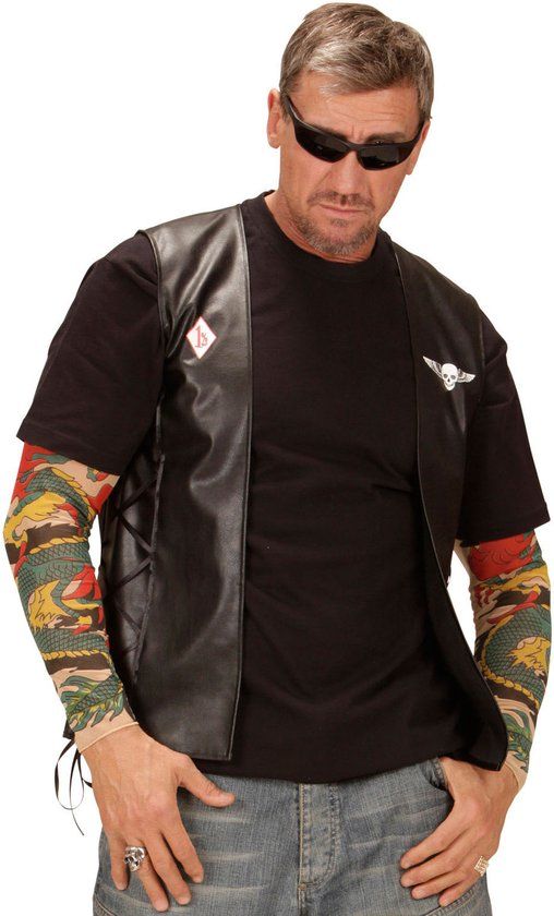 WIDMANN Biker Vest - Unisex - Medium - Zwart - Verkleedkleding