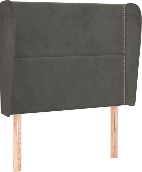 vidaXL Hoofdbord met randen 103x23x118/128 cm fluweel donkergrijs
