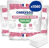 Carryboo - 1080 vierkanten van babykatoen - 100% biologisch - GOTS gecertificeerd - Set van 6 x 180 Family Pads