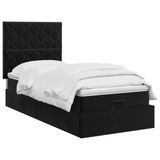 vidaXL Ottomanbed met matras en LED-verlichting, zwart, 100 x 200 cm, fluweel