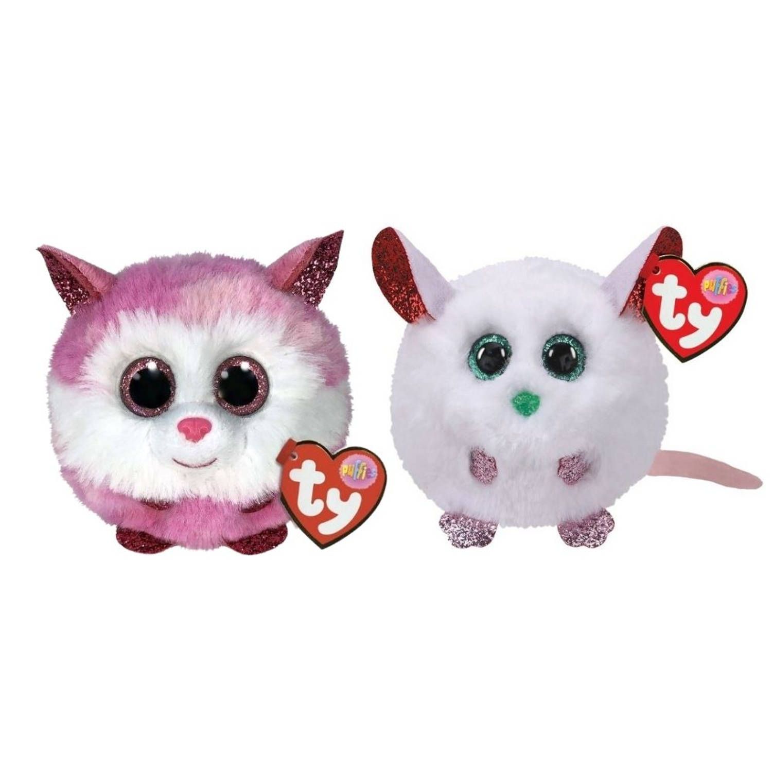 TY - Knuffel - Teeny Puffies - Princess Husky & Christmas Mouse - Meerkleurig