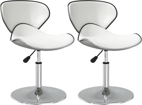 vidaXL Eetkamerstoelen - 2 stuks - Kunstleer - Wit