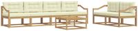 vidaXL - Bank loungeset - 6 zitplekken - Wit en crème - Acacia hout