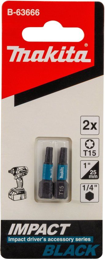 Makita B-63666 Slagschroefbit T15x25mm - Torx - 2 stuks